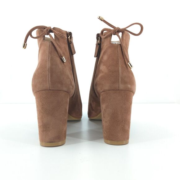 Stuart Weitzman Women 10 Gardiner Booties Boots Brown Suede Tie Pointed NEW FLAW - Picture 10 of 13